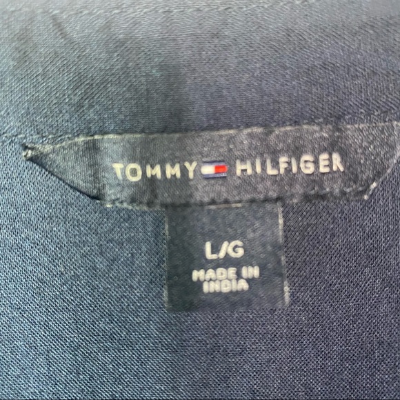 Tommy Hilfiger Top, Navy Blue Split Neck Pullover Shirt, Lightweight Top Size L - Picture 6 of 6